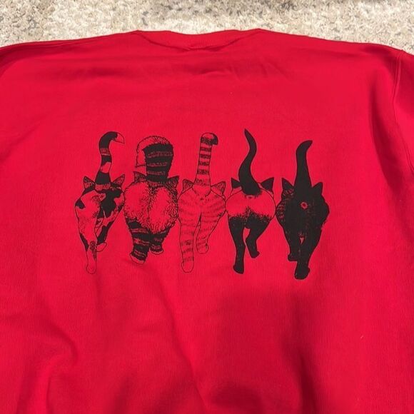 vtg jerzees cat print front and back sweatshirt size XL made in USA Like new - Picture 5 of 8